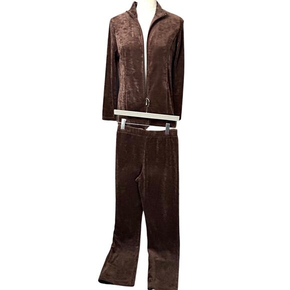 Y2K Velour Tracksuit Set S Brown The Tog Shop Matching Vintage 2000s Juicy Era - Picture 1 of 14